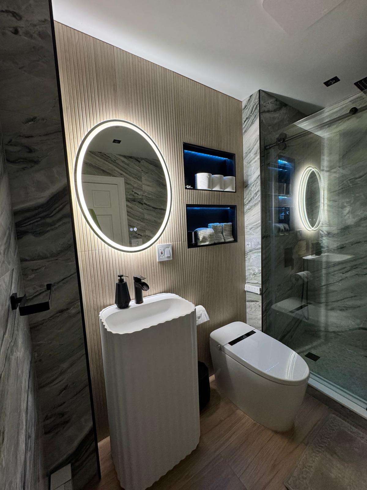 Bathroom mirror and lighting — Dedham MA
