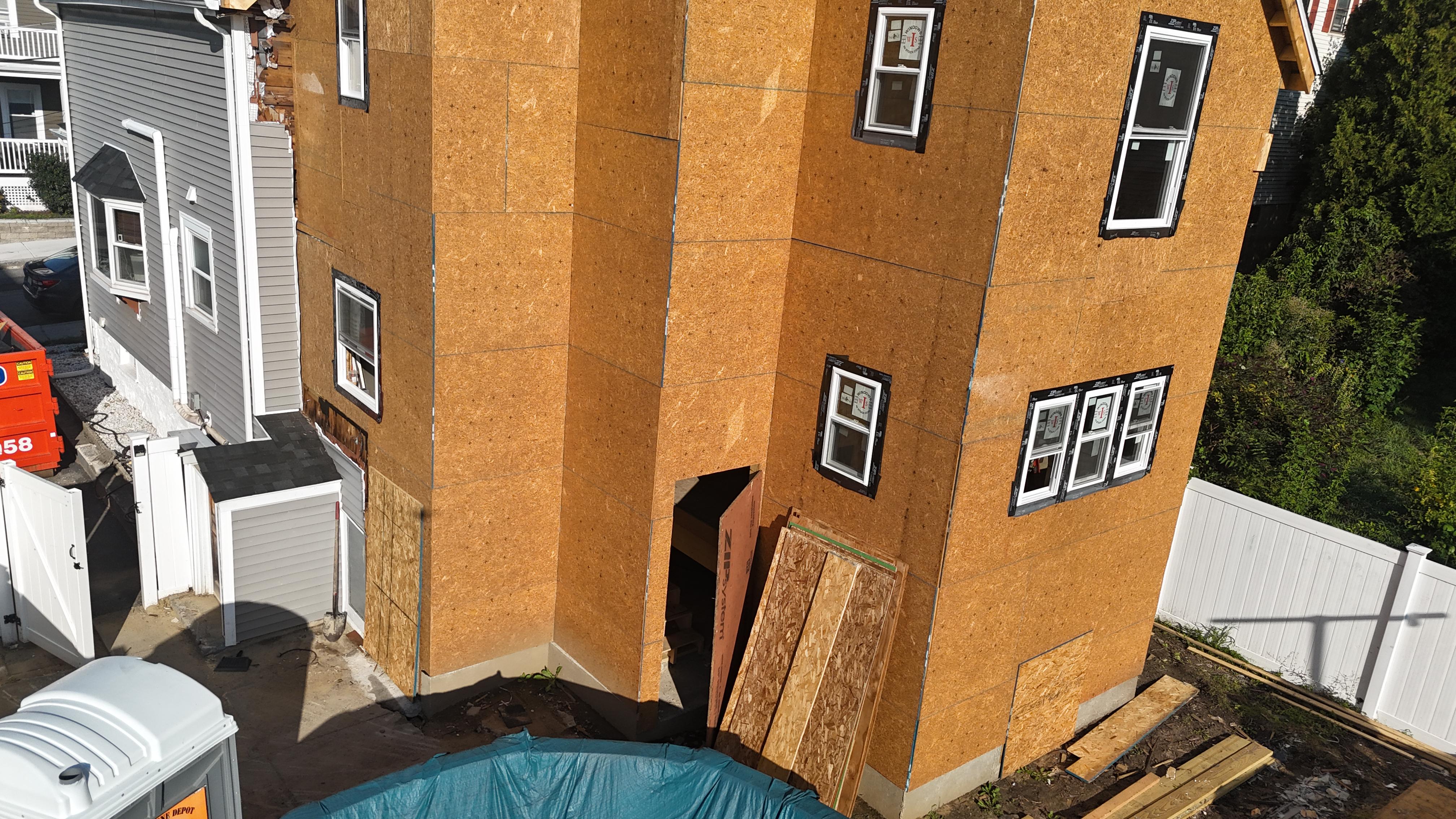 ADU framing and construction in progress — Malden, MA